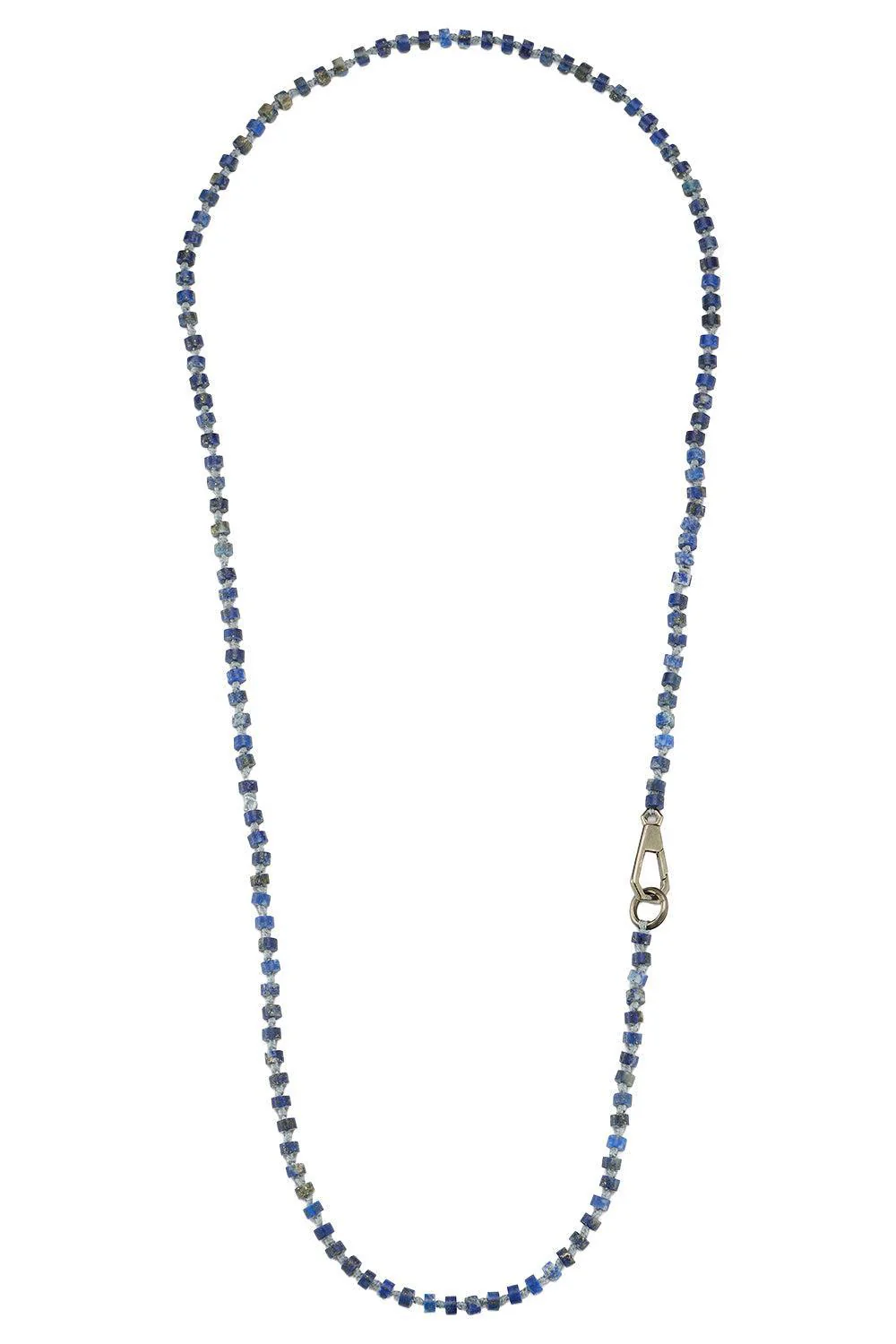 Lapis Beaded Necklace - Rhodium