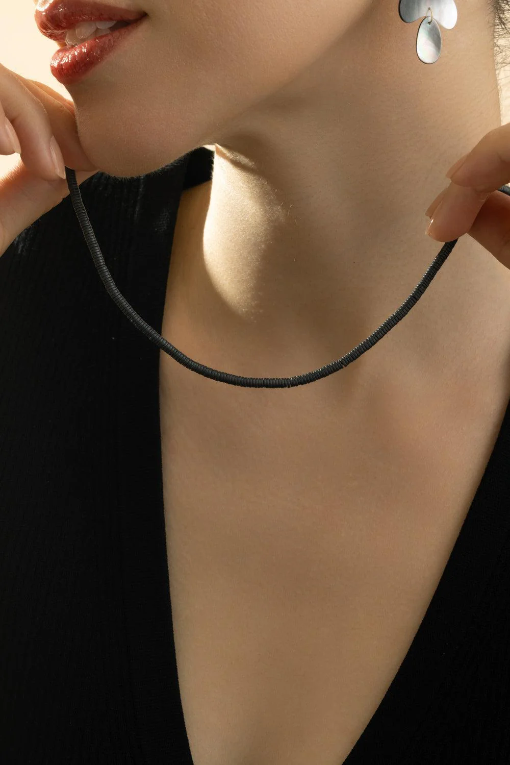 Matte Hematite Beaded Necklace - Image 3