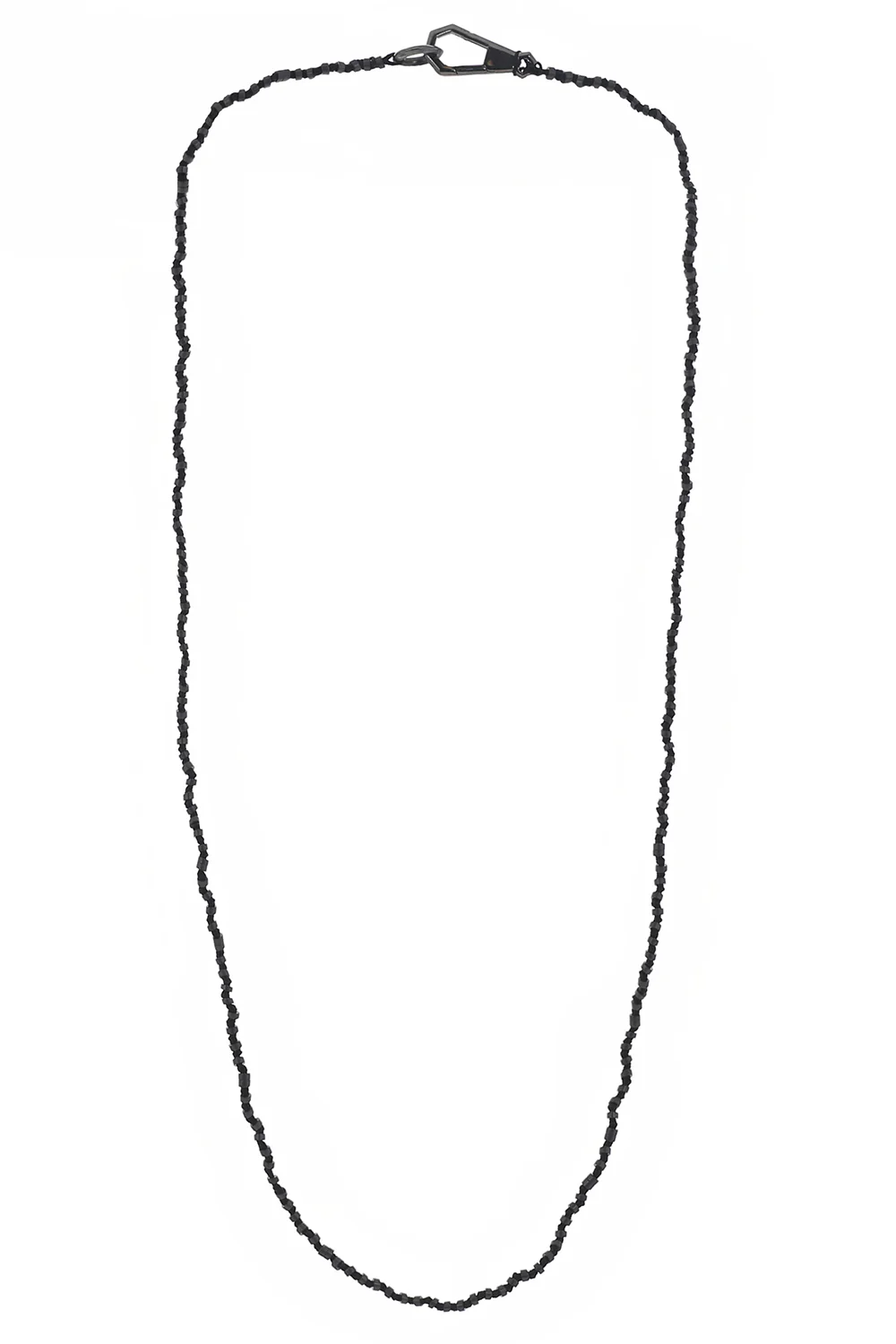 Matte Hematite Beaded Necklace - Rhodium