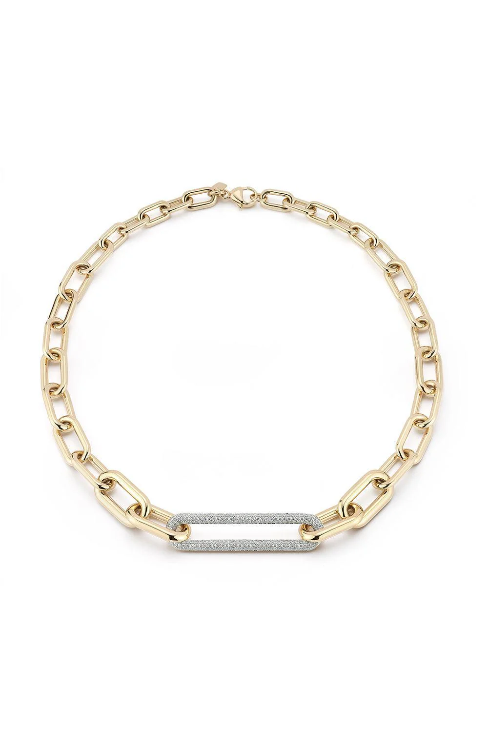 Morrell Elongated Diamond Link Necklace - Yellow Gold