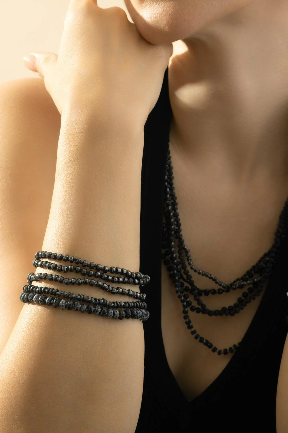 Onyx Beaded Wrap Bracelet - Image 3