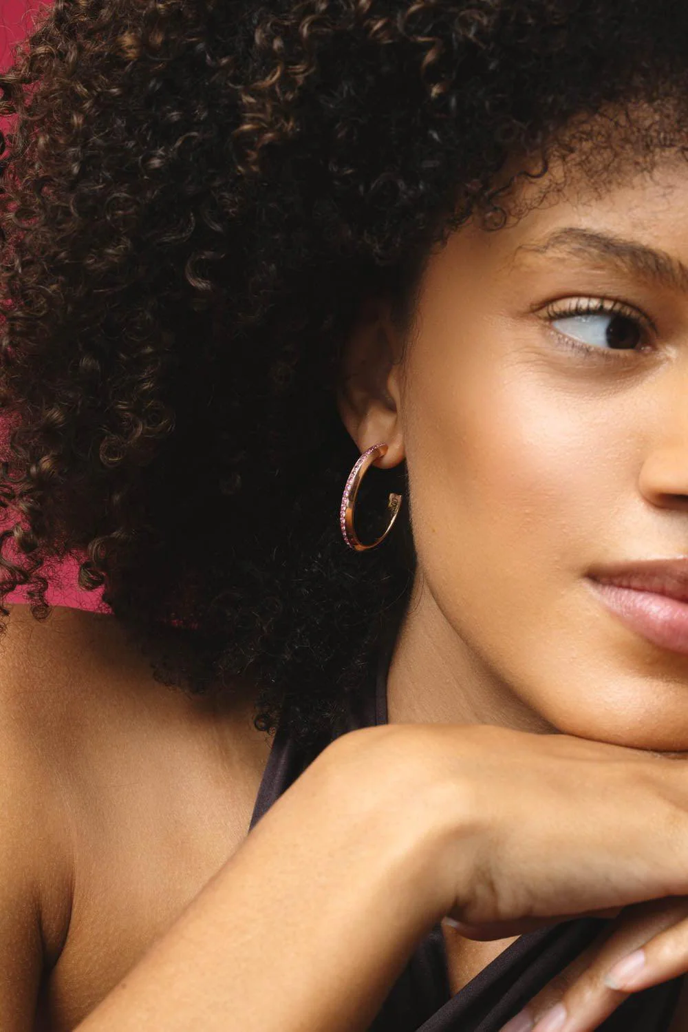 Pink Sapphire Grant Hoop Earrings - Image 2