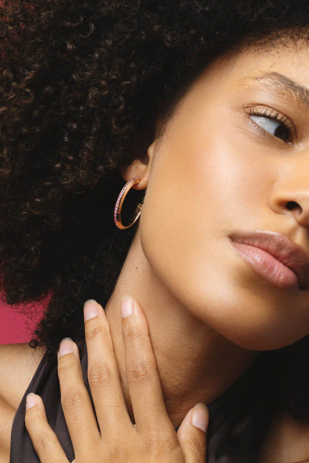 Pink Sapphire Grant Hoop Earrings - Image 3