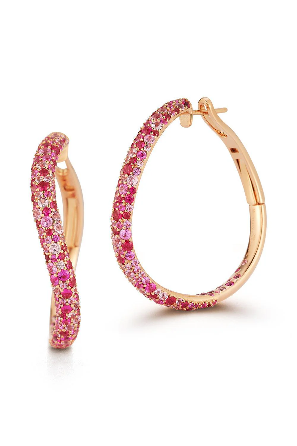 Pink Sapphire Julian Curved Hoop Earrings