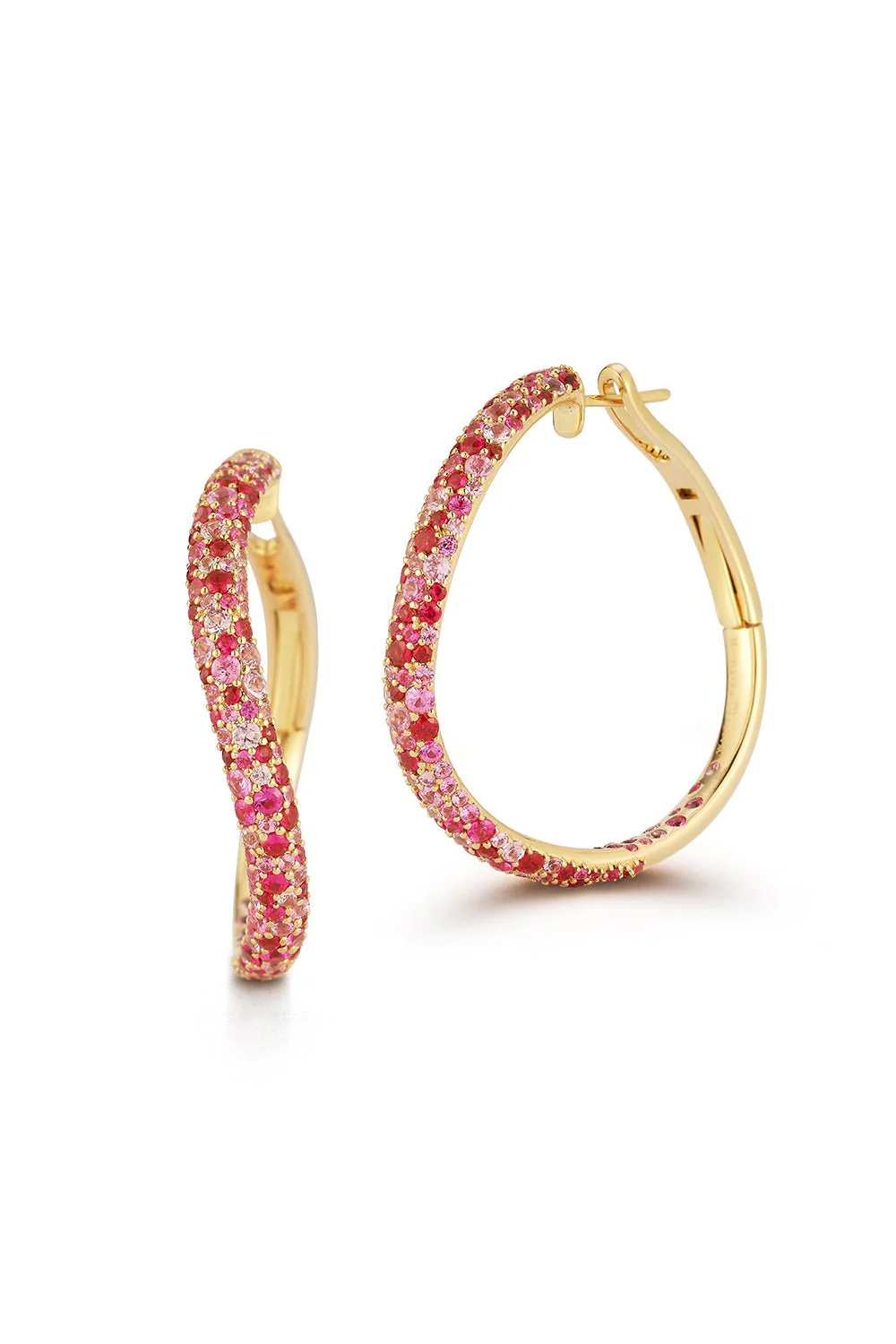 Pink Sapphire Julian Curved Hoop Earrings - Image 5