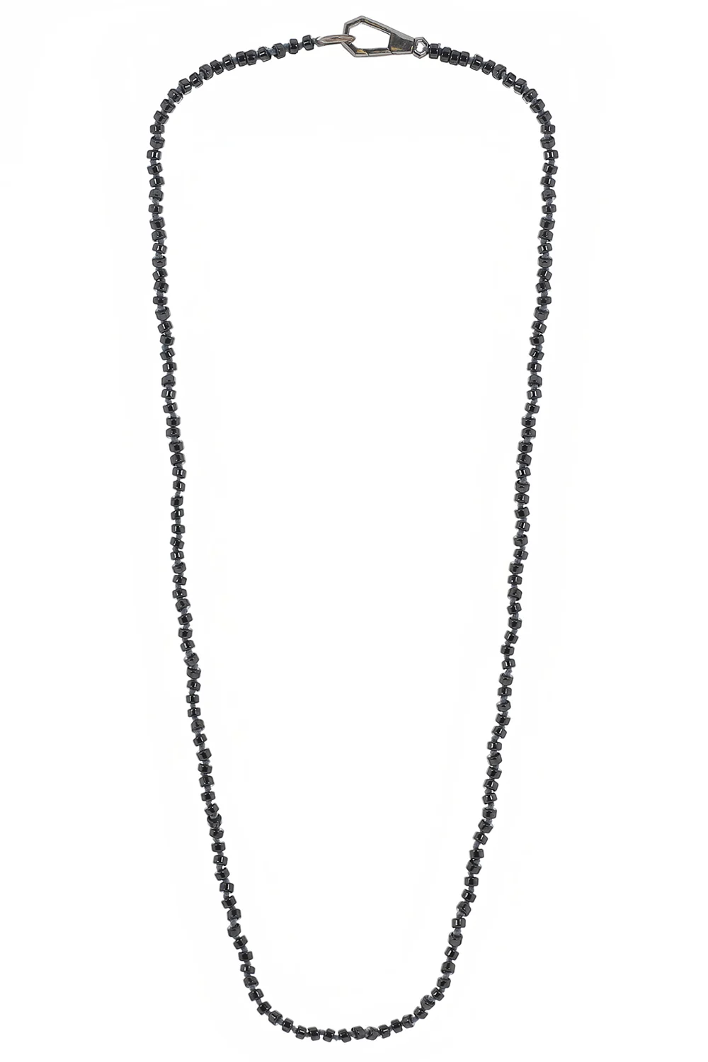 Polished Hematite Beaded Necklace - Silver