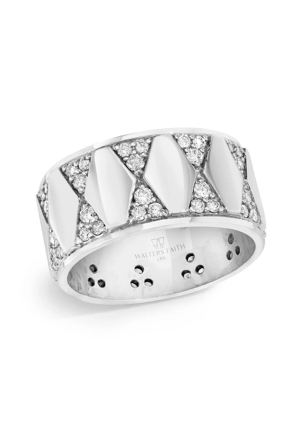 Quentin Diamond Hexagon Cigar Band - White Gold