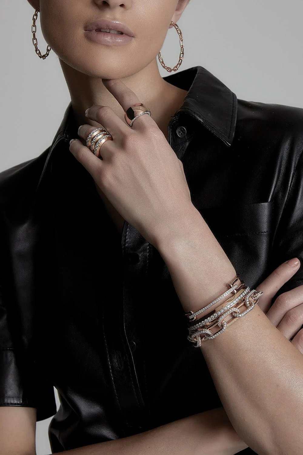 Saxon Chain Link Hoop Earrings - Image 2