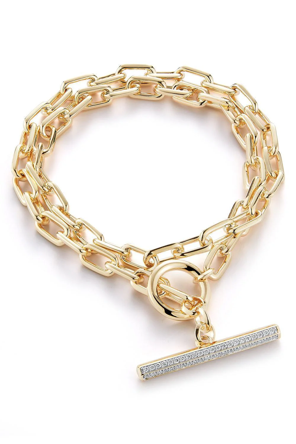 Saxon Double Wrap Diamond Toggle Bracelet