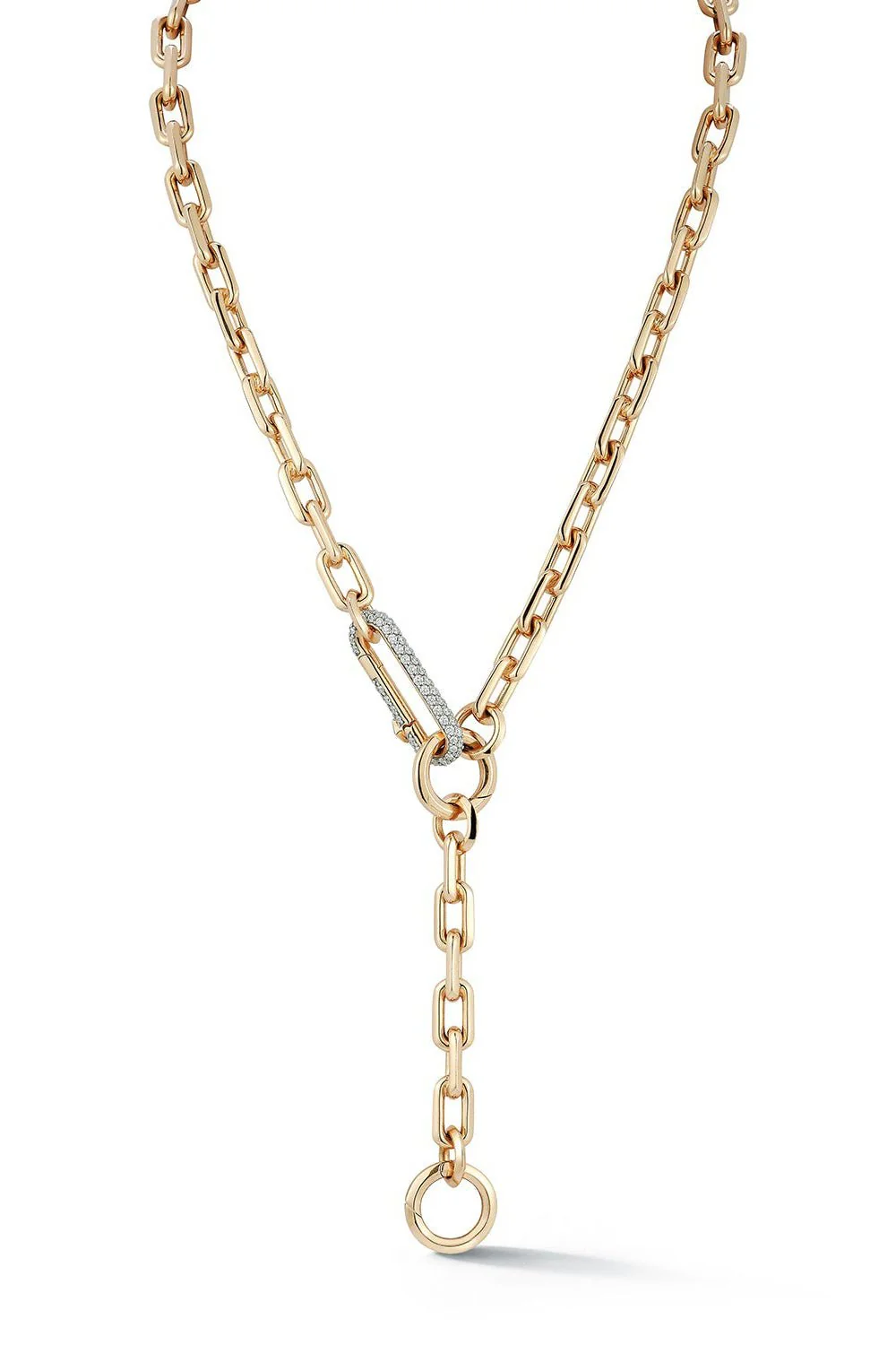 Saxon Elongated Diamond Link Necklace