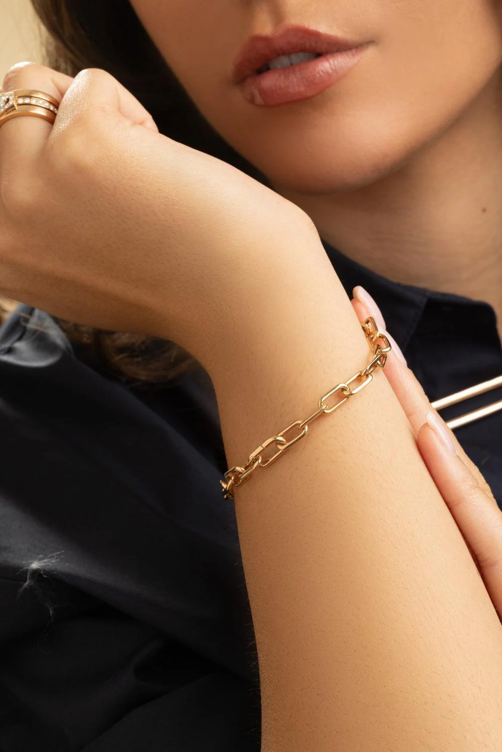 Saxon Elongated Link Bracelet - Rose Gold - Image 3