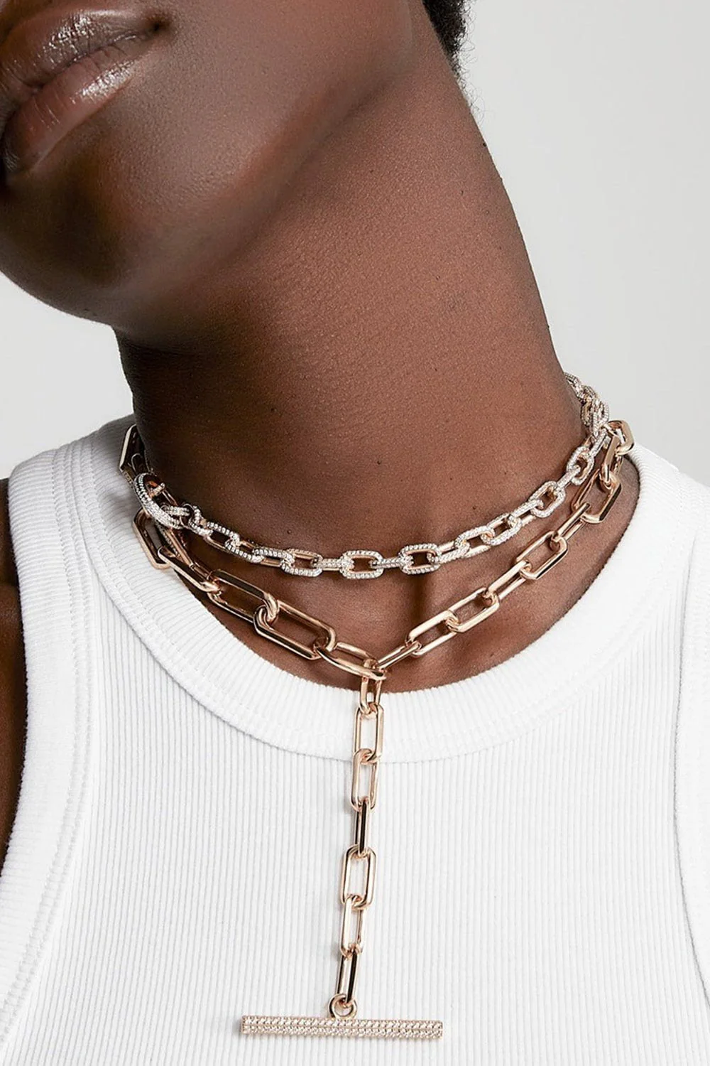 Saxon Graduated Link Chain Toggle Necklace - Image 3