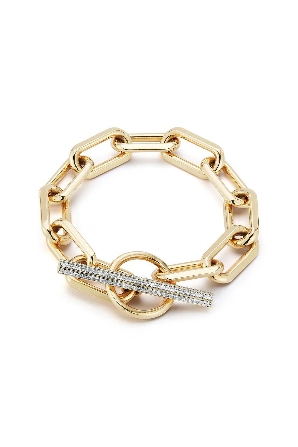 Saxon Jumbo Link Diamond Toggle Bracelet - Yellow Gold