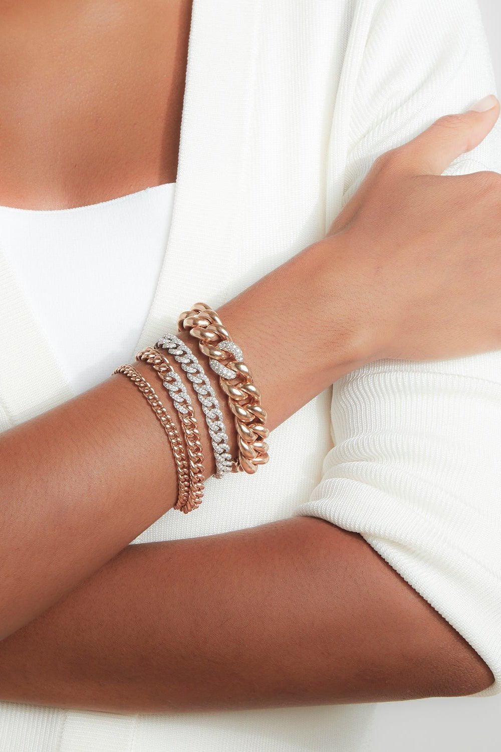 Saxon Small Curb Link Diamond Bracelet - Image 3