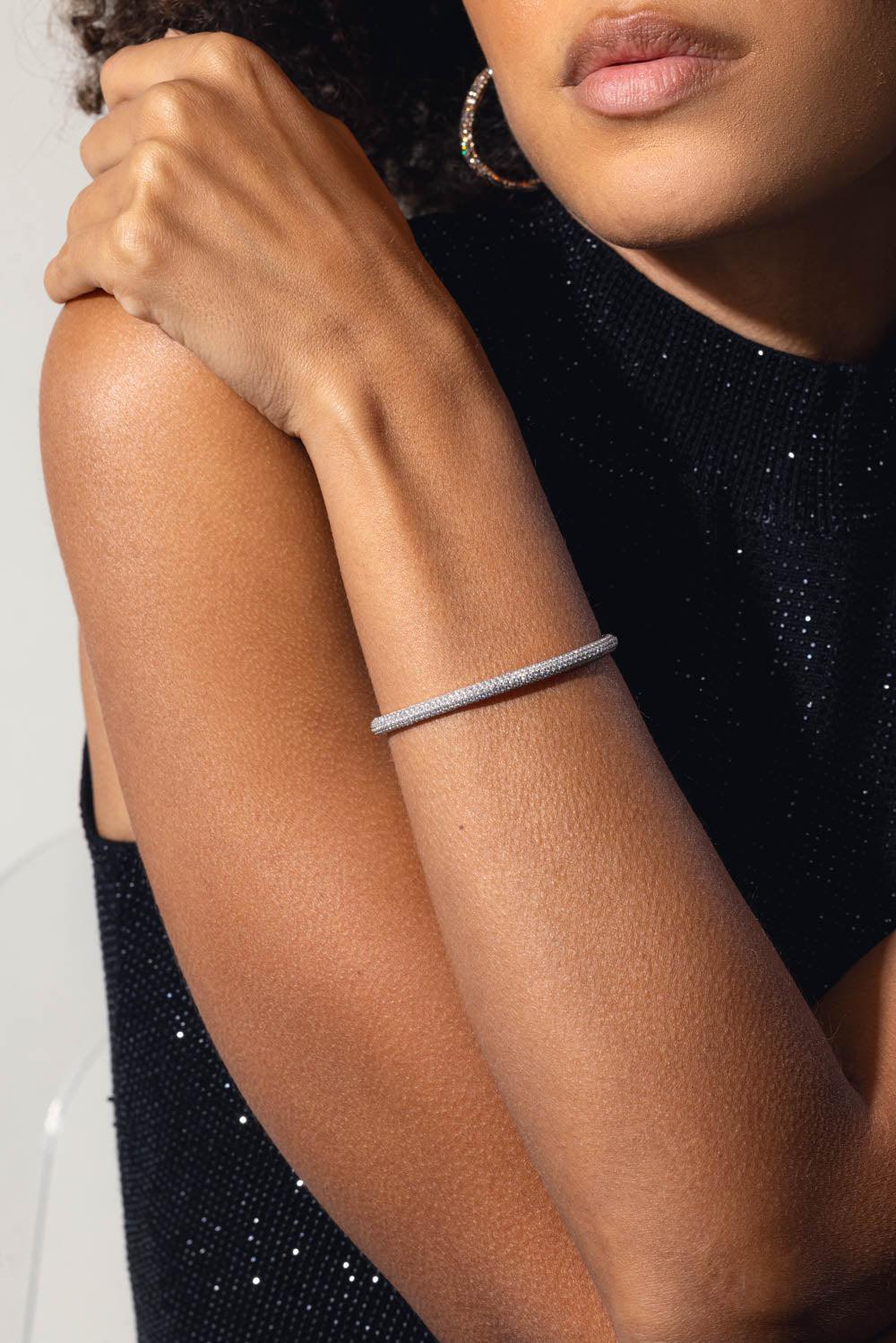 Thoby All Diamond Tubular Cuff Bracelet - Image 2