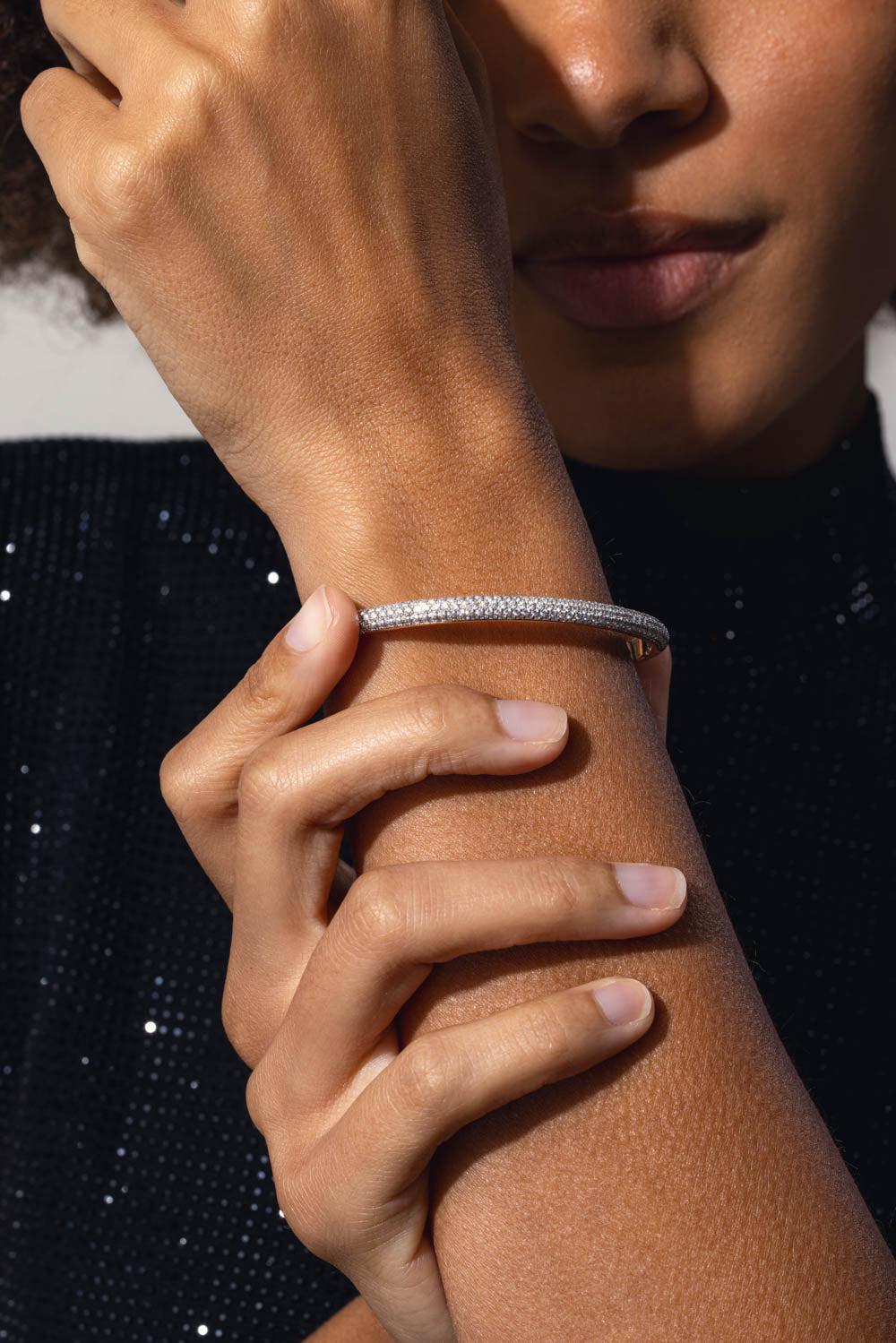 Thoby All Diamond Tubular Cuff Bracelet - Image 3