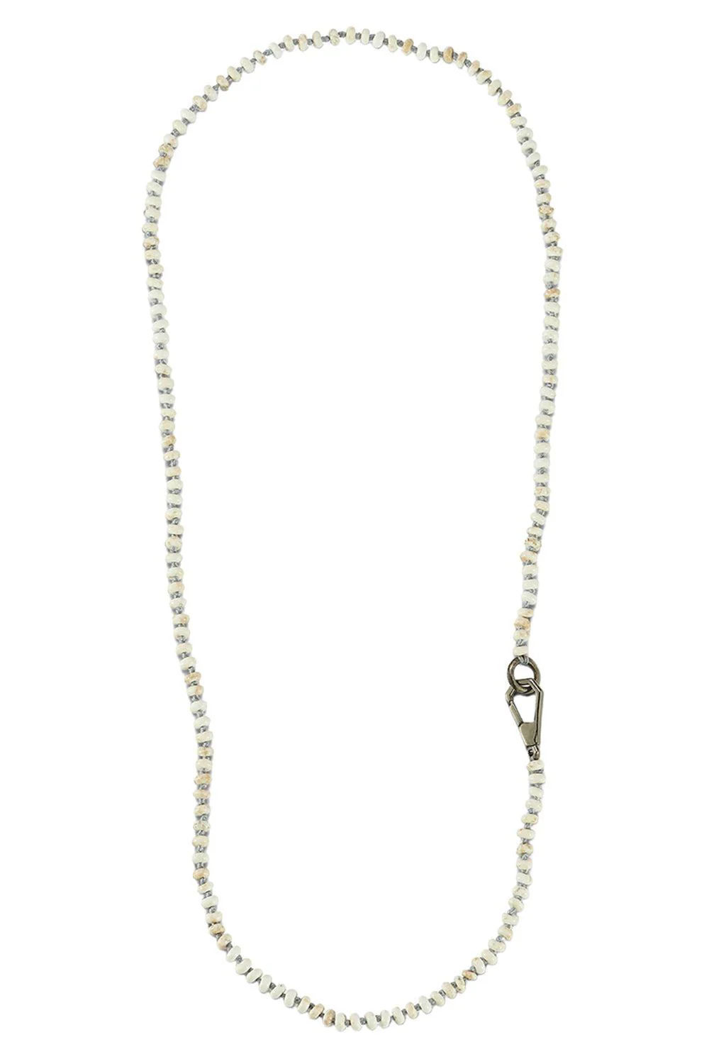 White Turquoise Beaded Necklace - Rhodium