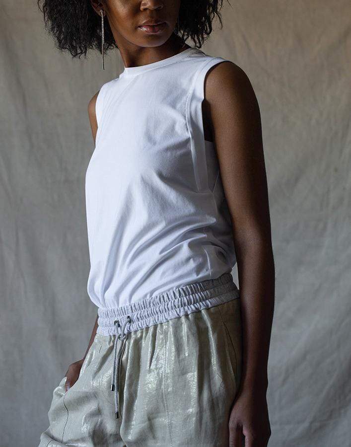 White Cotton Jersey Muscle Tank - Image 7