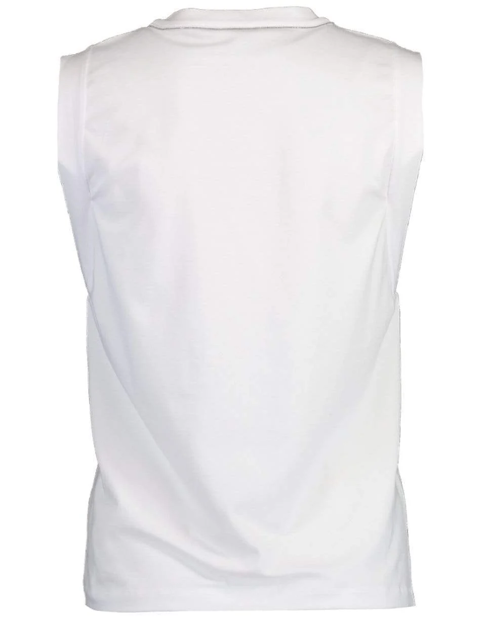 White Cotton Jersey Muscle Tank - Image 8
