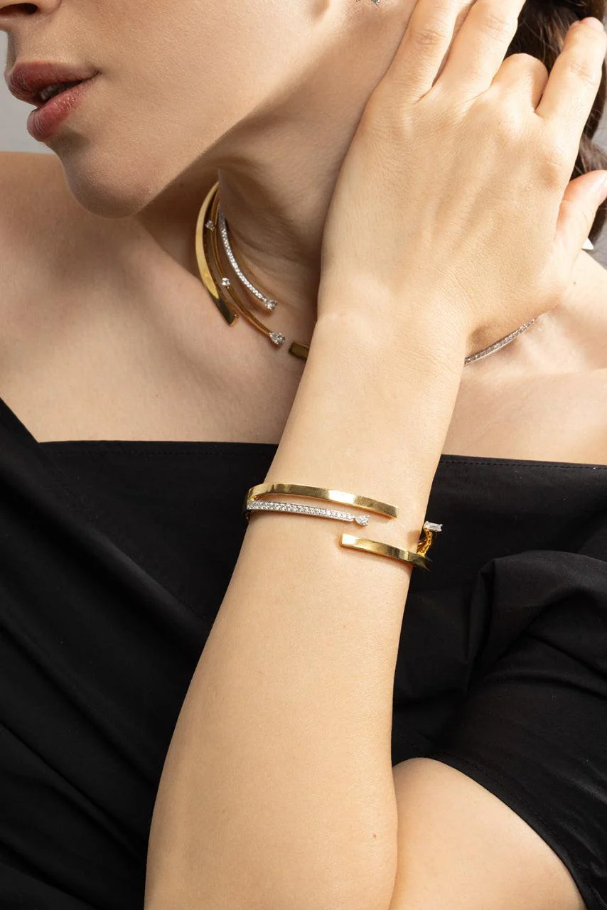 Diamond Four Line Open Bracelet - Image 3