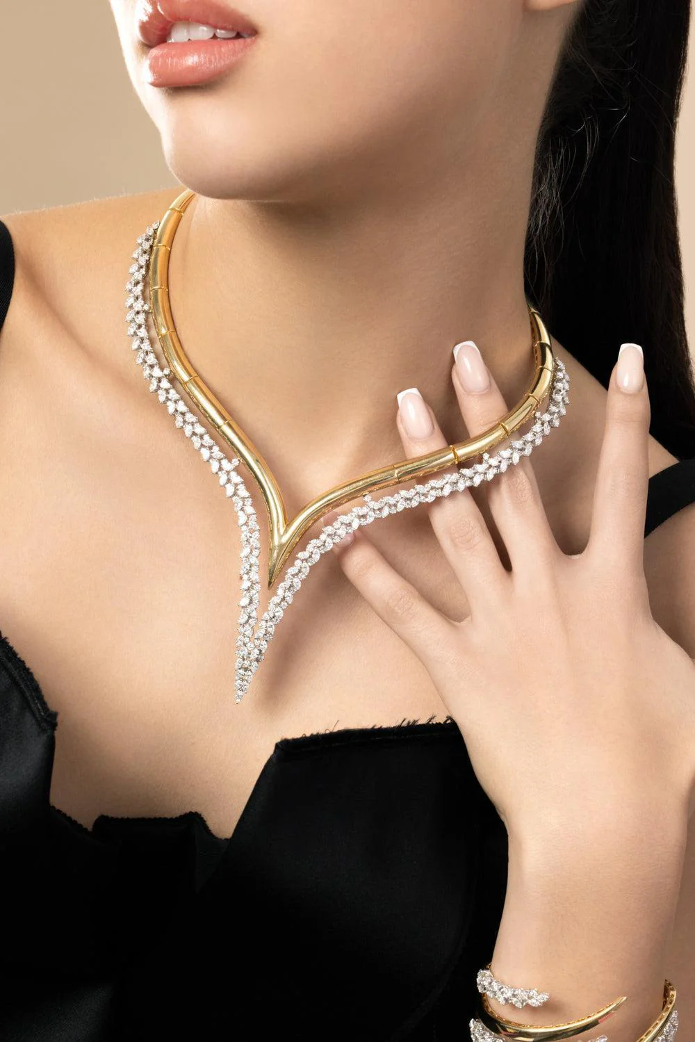 Diamond Marquise Golden Strada Statement Necklace - Image 3