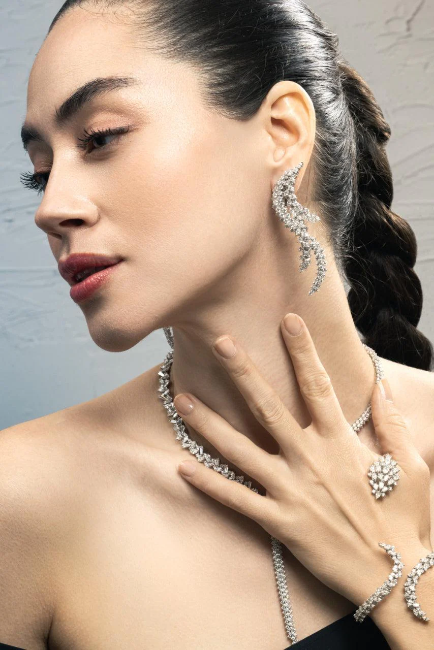 Diamond Marquise Round Y Couture Drop Earrings - Image 2