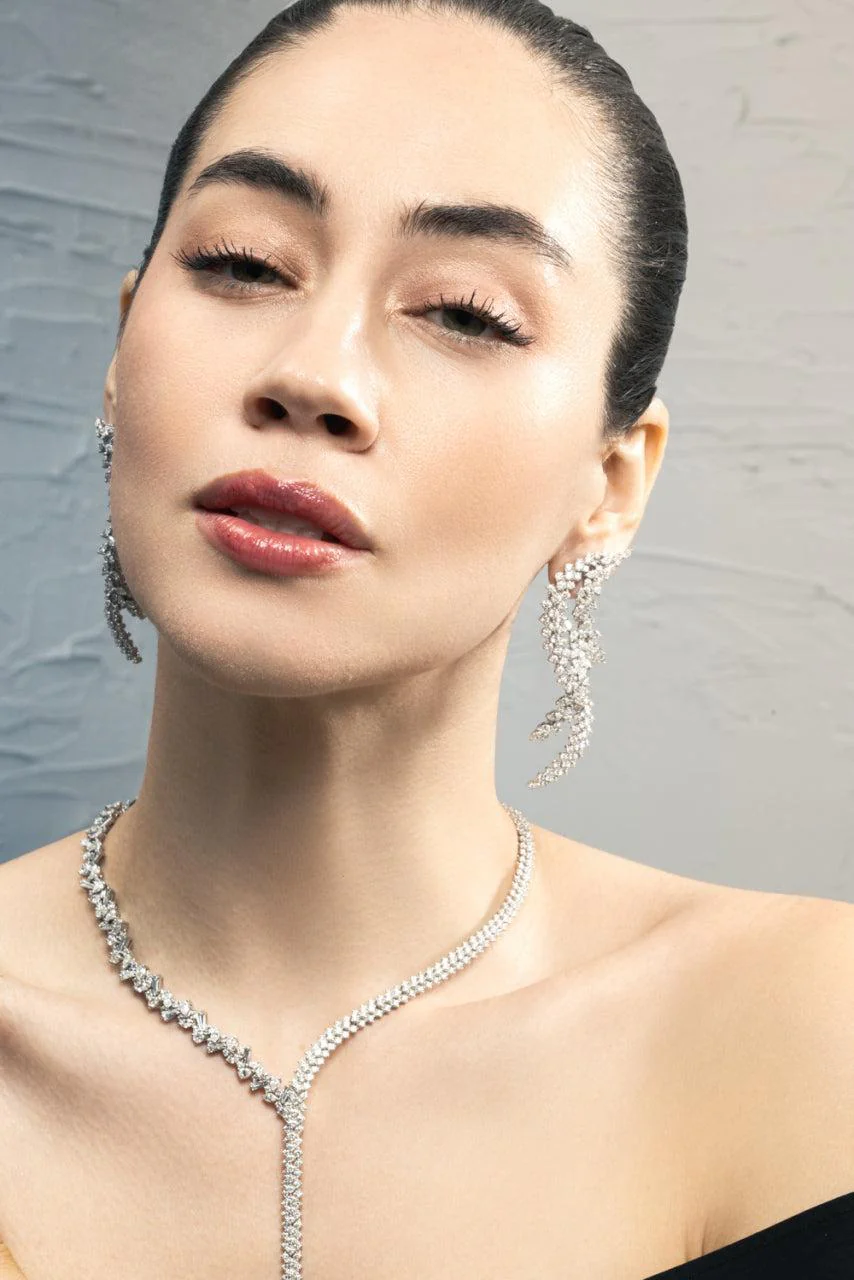 Diamond Marquise Round Y Couture Drop Earrings - Image 3