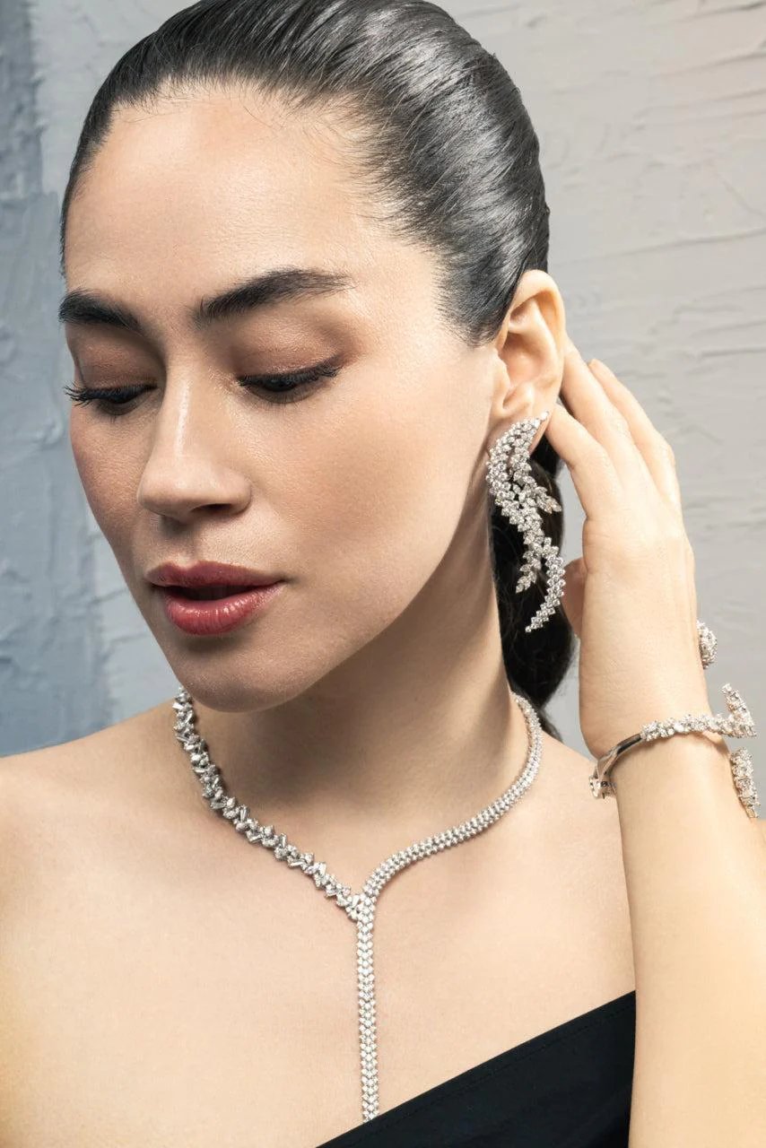 Diamond Marquise Round Y Couture Drop Earrings - Image 4