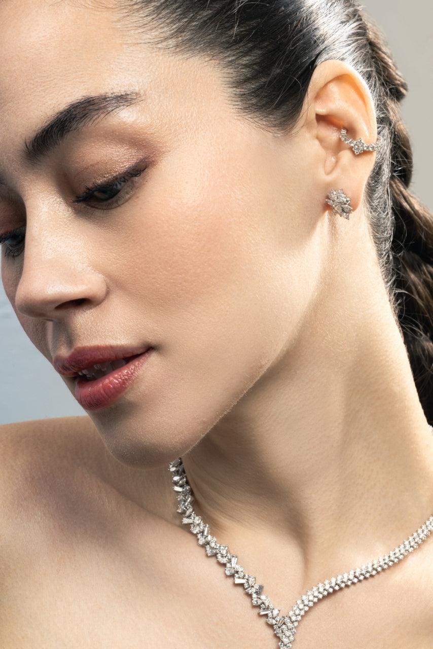 Diamond Pear Marquise Stud Earrings - Image 3