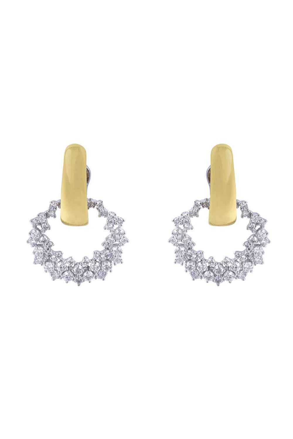 Diamond Round Circle Drop Earrings