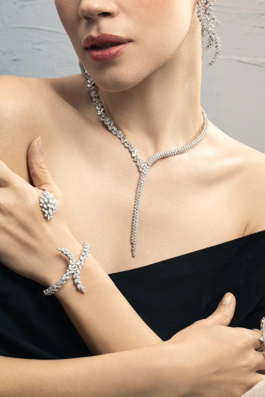Diamond Round Marquise Y Drop Necklace - Image 2