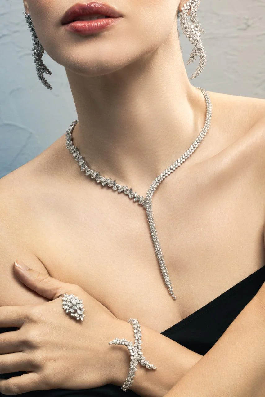 Diamond Round Marquise Y Drop Necklace - Image 3