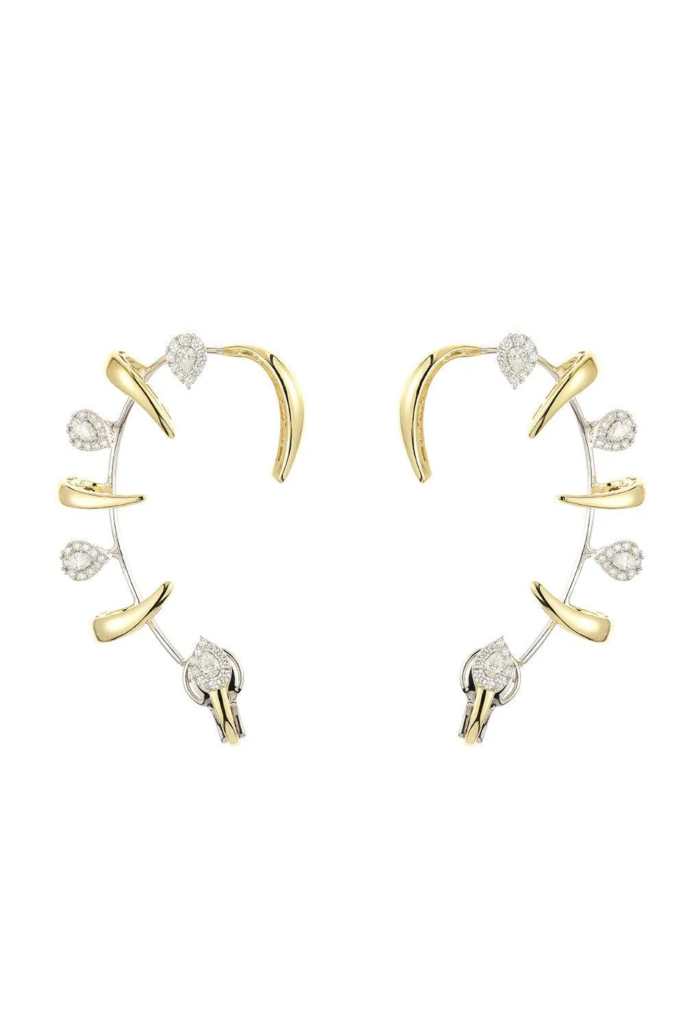 Diamond Round Pear Golden Strada Earrings