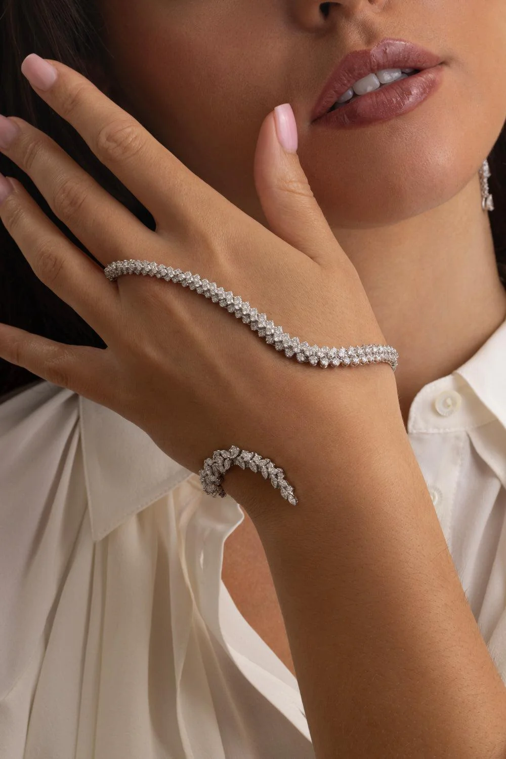 Diamond Statement Y-Couture Hand Bracelet - Image 3