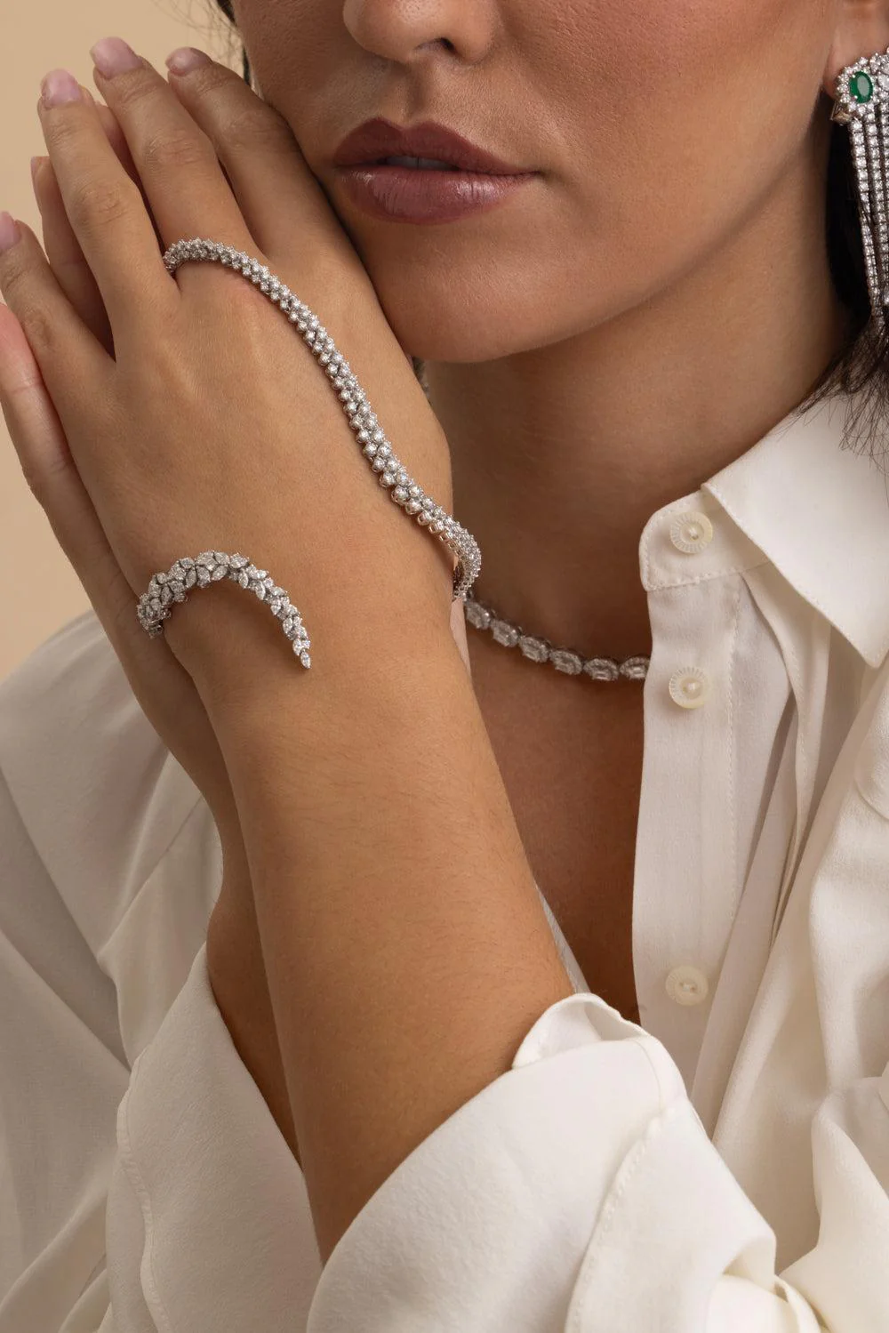 Diamond Statement Y-Couture Hand Bracelet - Image 4