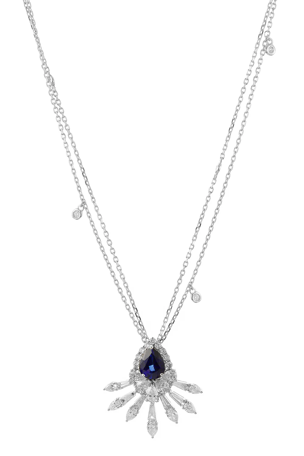 Blue Sapphire Diamond Reign Supreme Pendant Necklace