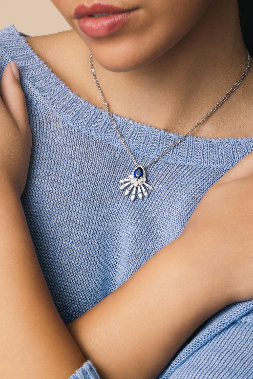 Blue Sapphire Diamond Reign Supreme Pendant Necklace - Image 3