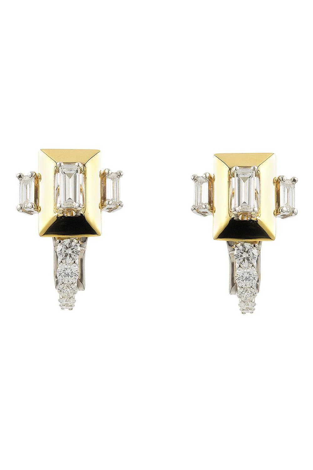 Diamond Baguette Golden Strada Earrings