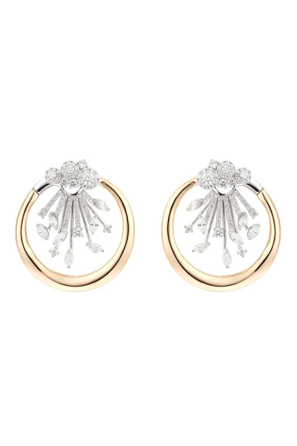 Diamond Cluster Round Hoop Earrings