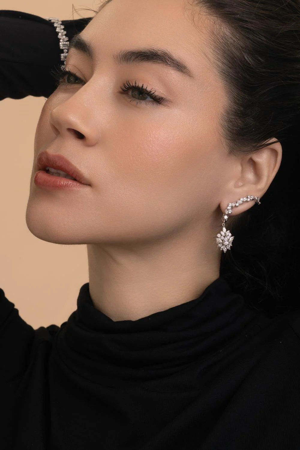 Diamond Crawler Y-Couture Drop Earrings - Image 2
