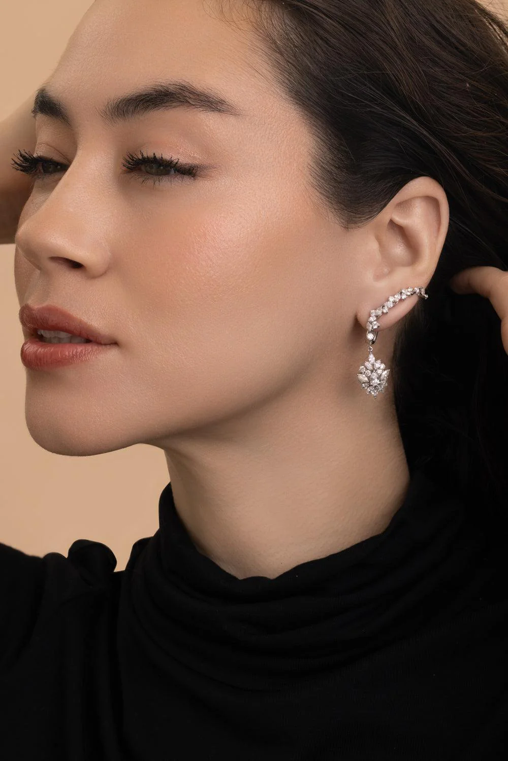 Diamond Crawler Y-Couture Drop Earrings - Image 3