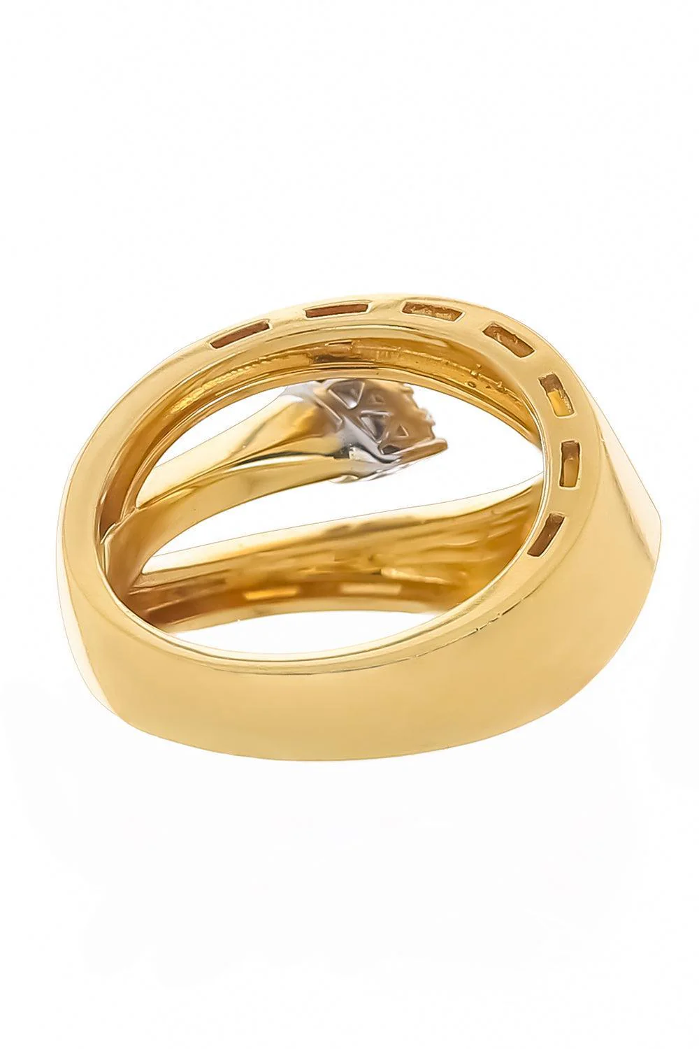 Diamond Floating Wide Band Golden Strada Ring - Image 6