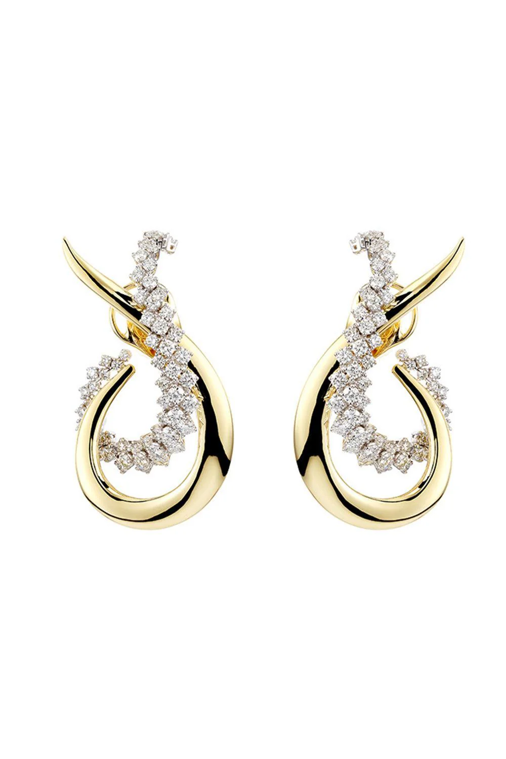 Diamond Golden Strada Drop Earrings