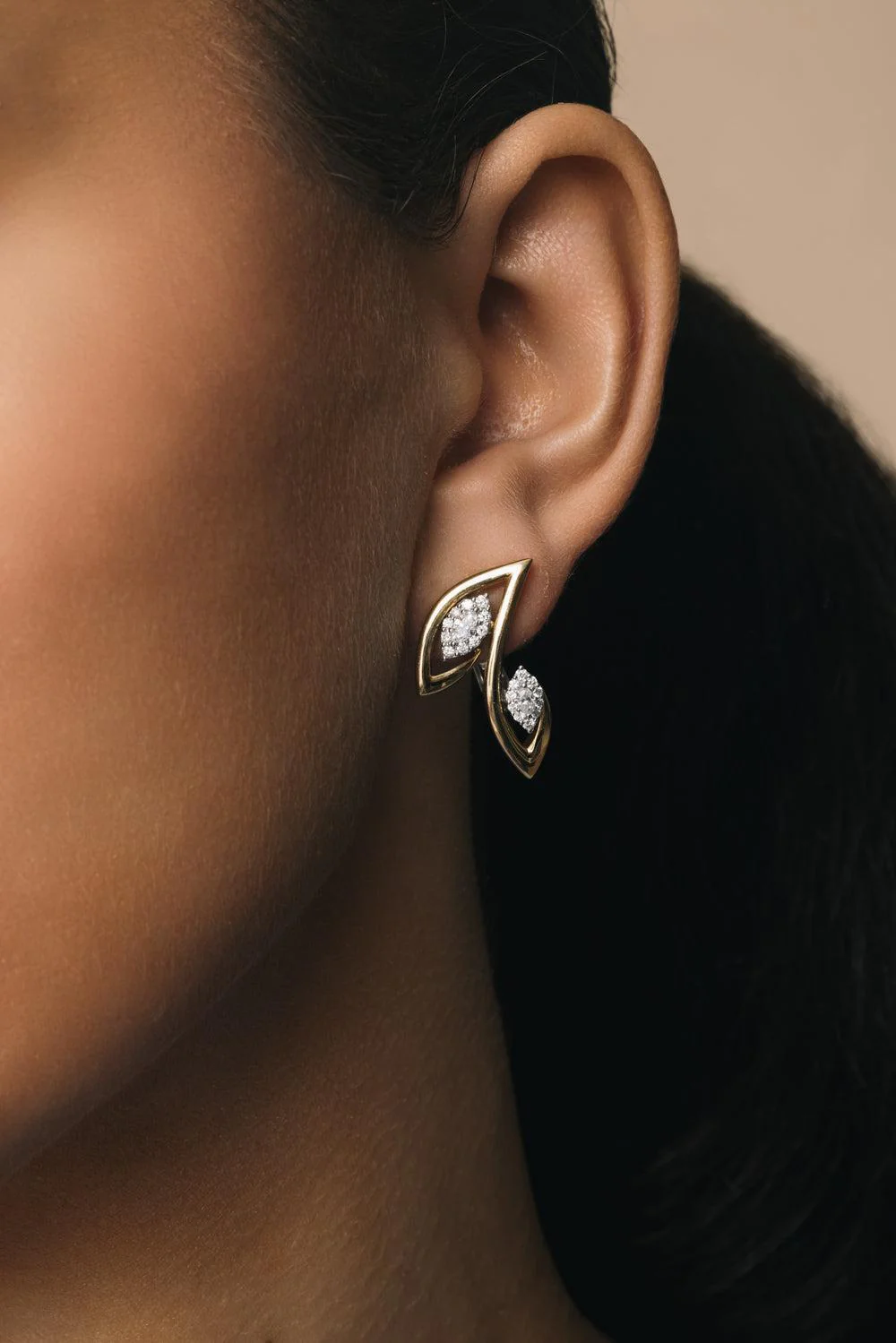 Diamond Marquise Pointed Golden Strada Earrings - Image 4
