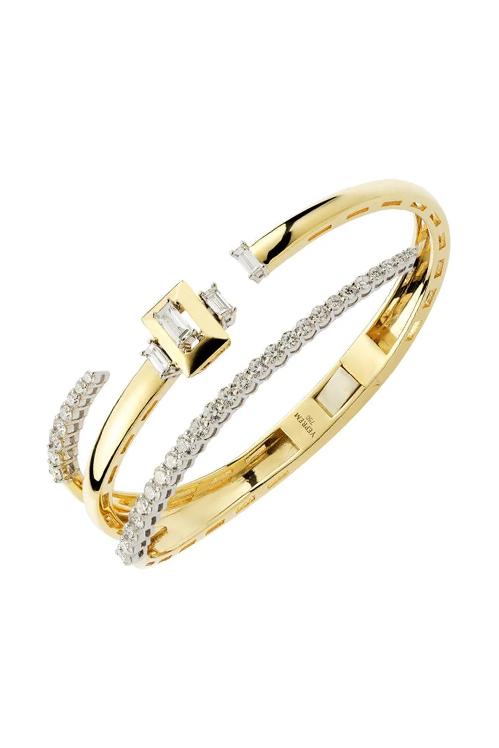 Diamond Round Baguette Golden Strada Bracelet