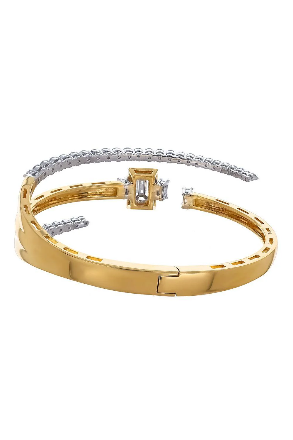 Diamond Round Baguette Golden Strada Bracelet - Image 6