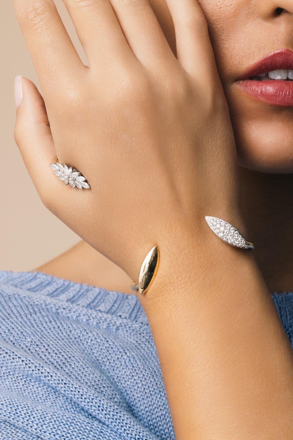 Diamond Statement Golden Strada Hand Bracelet - Image 3