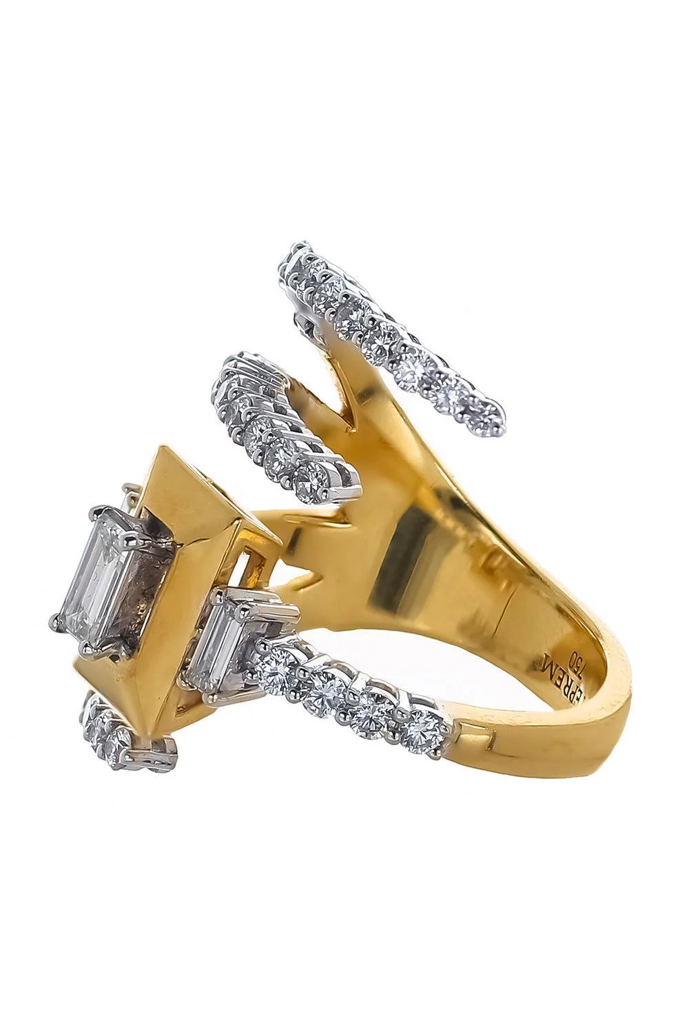 Diamond Three Open Band Golden Strada Ring - Image 6
