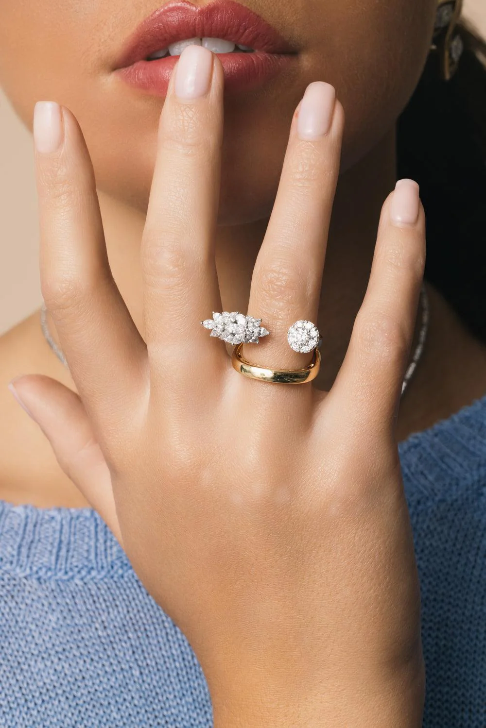 Diamond Two Sided Open Golden Strada Ring - Image 4