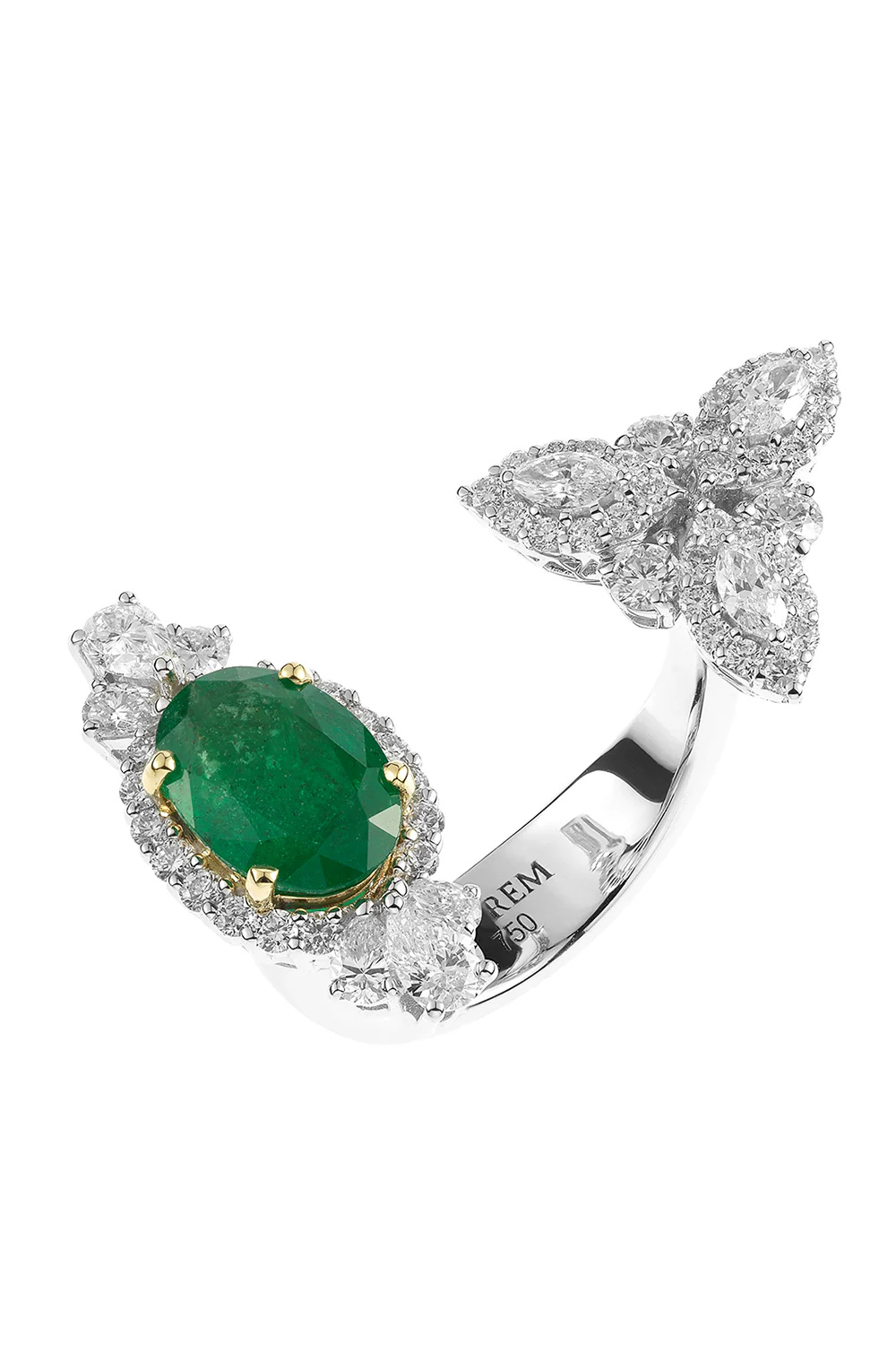 Emerald Diamond Open Reign Ring